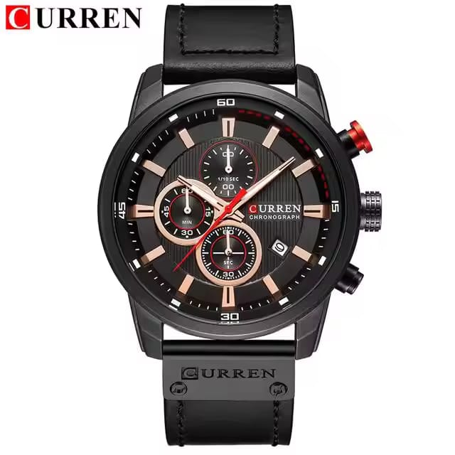 Curren 8291 Men’s Waterproof Chronograph Watch (Leather Strap)