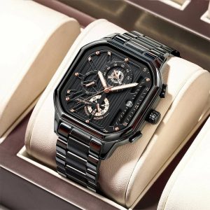 Poedagar 628 Quartz Stainless Strap Minimalist Wrist Watches for Men’s Color Black